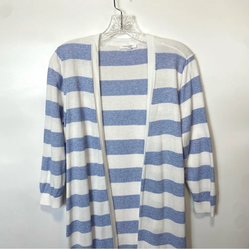 Talbots Blue Striped Sweater Cardigan Duster MP